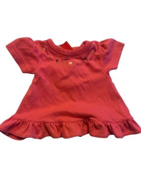 MyPal Girls Coral Pink Tee with Embroidered Detail